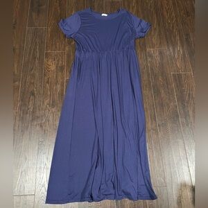 Women's Navy Short-Sleeve Maxi Dress